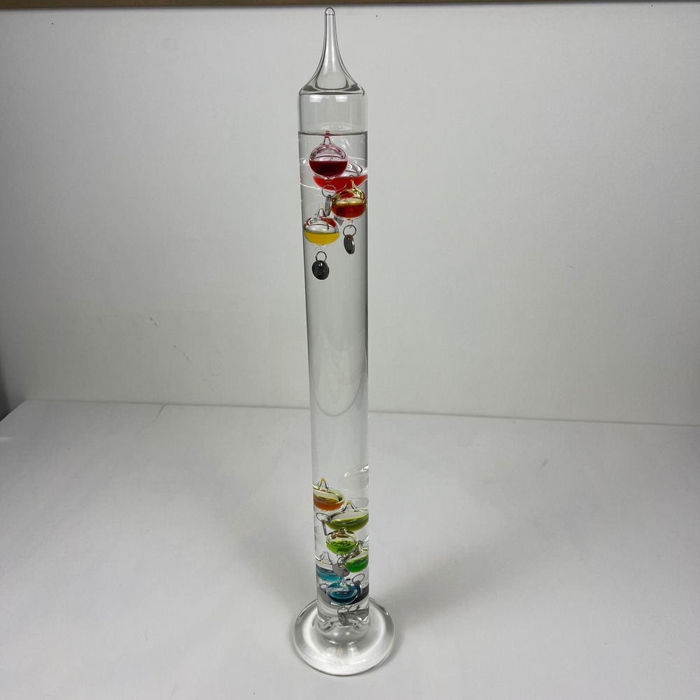 Galileo Thermometer 24 Inch Large Glass Multicolor Spheres Excellent